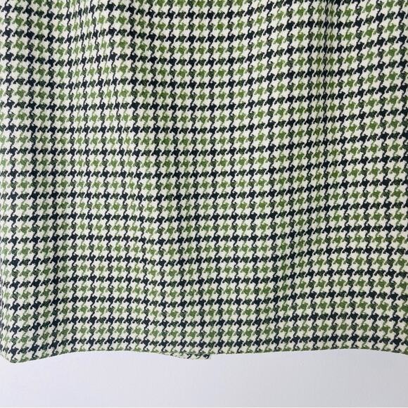 Vintage Talbots green white wool houndstooth preppy office pencil midi skirt 4 - Picture 3 of 7